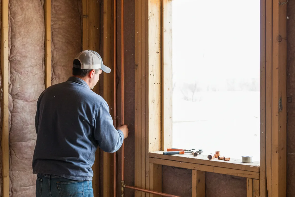 Licensed plumber running new copper supply lines in a Port Deposit home