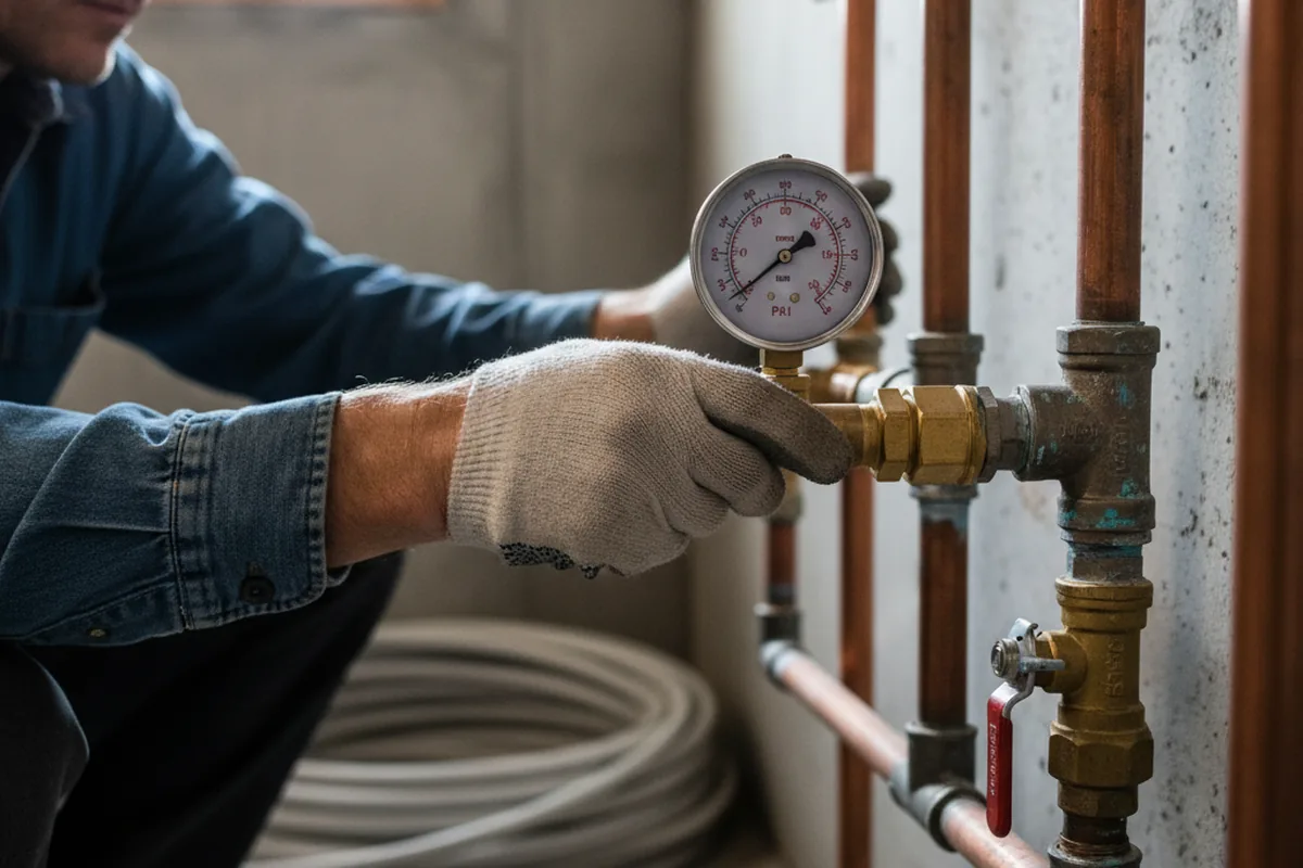 Pressure testing a repaired line during Water Line Repair in Port Deposit